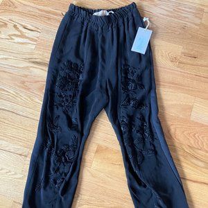 Embroidered by Walid silk and cotton black trousers